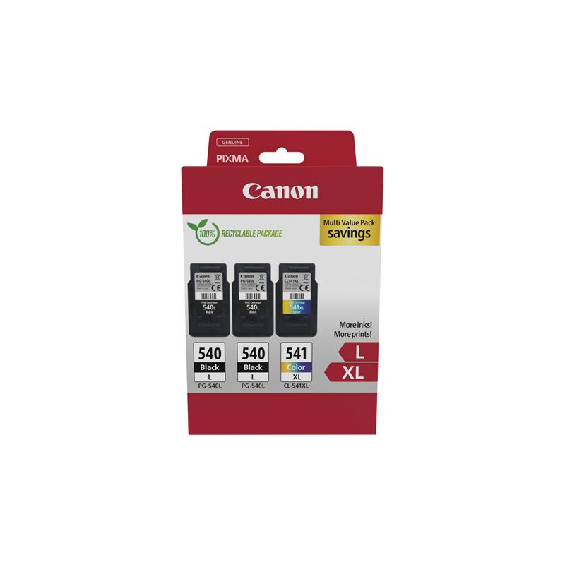 Canon 540L/541XL - Pack x 3 jet d'encre authentique 5224B017 - Black + Tricolor