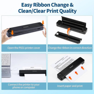 Pack x2 ruban Transfert Thermique pour imprimante portable Phomemo P831 - Black