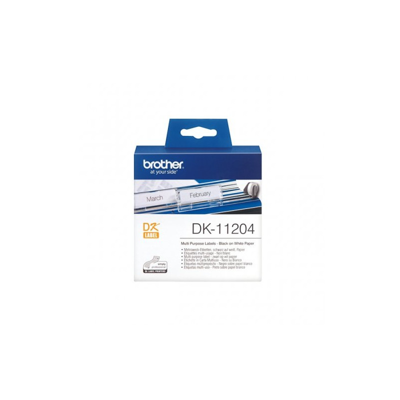 Brother DK11204 - Rouleau Etiquette Thermique 17x54mm authentique Brother DK-11204 - Noir sur Blanc