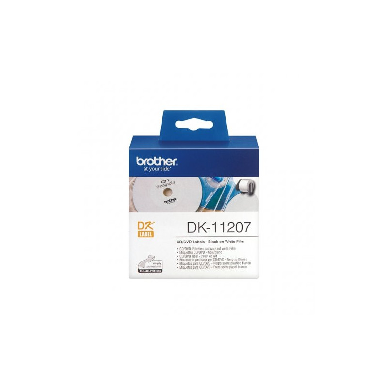 Brother DK11207 - Rouleau Etiquette Thermique CD/DVD 58mm x100 authentique Brother DK-11207 - Blanc