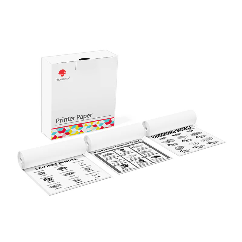 Phomemo - Pack x 3 Rouleaux étiquette continue 107mm x 3.5m - Noir sur Blanc