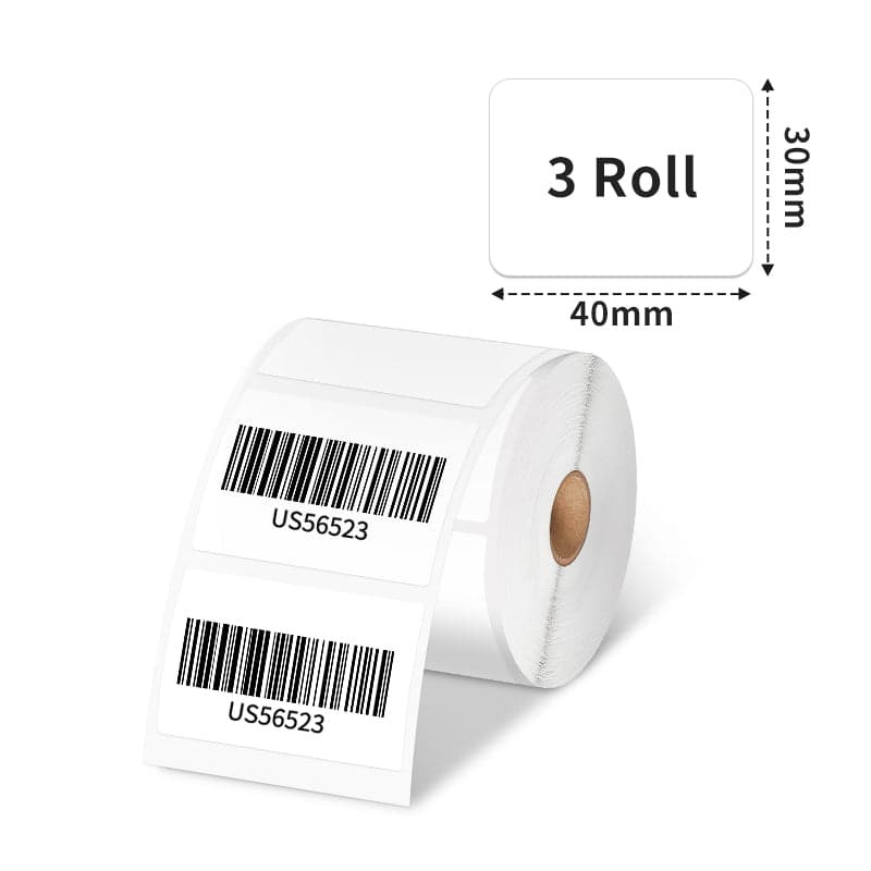 Phomemo - Pack x 3 Rouleaux étiquettes 40x30mm x 230 - Noir sur Blanc