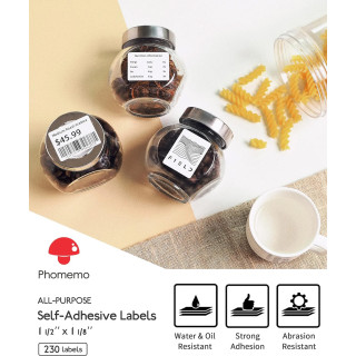Phomemo - Pack x 3 Rouleaux étiquettes 40x30mm x 230 - Noir sur Blanc