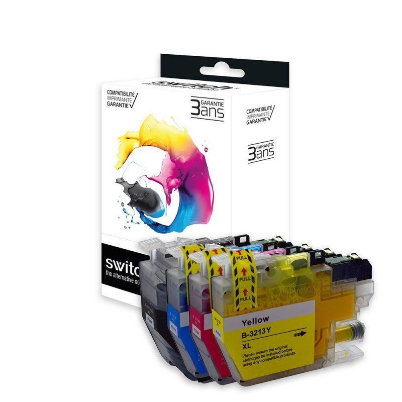 SWITCH Brother B3213B/CL Pack x 4 compatible avec LC3213 - Noir Cyan Magenta Jaune