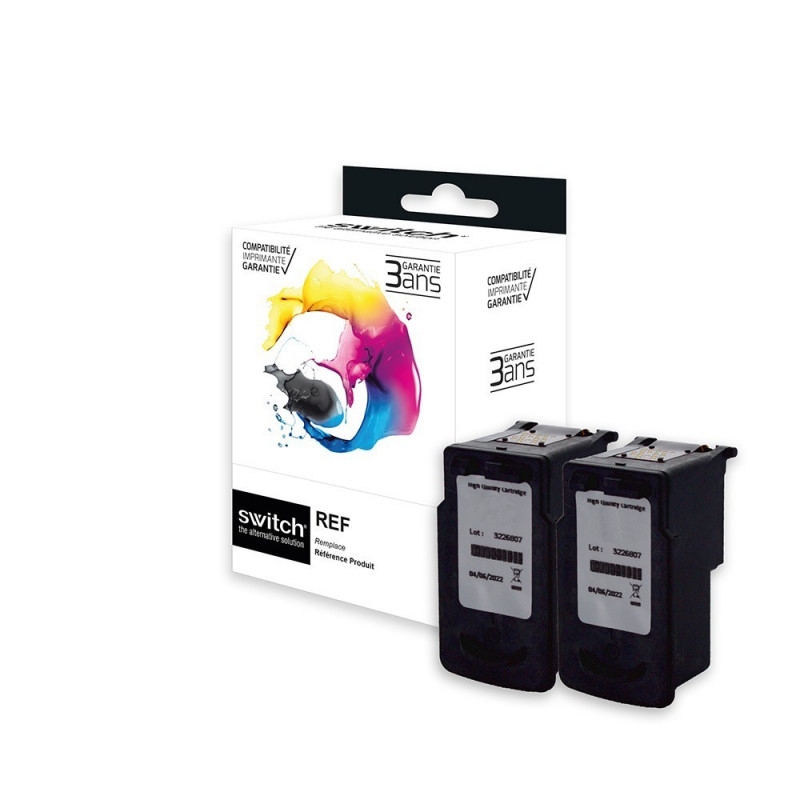SWITCH Canon C545XL/546XL Pack x 2 compatible avec PG545XL, 8286B001 - CL546XL, 8288B001 - Noir + Tricolor