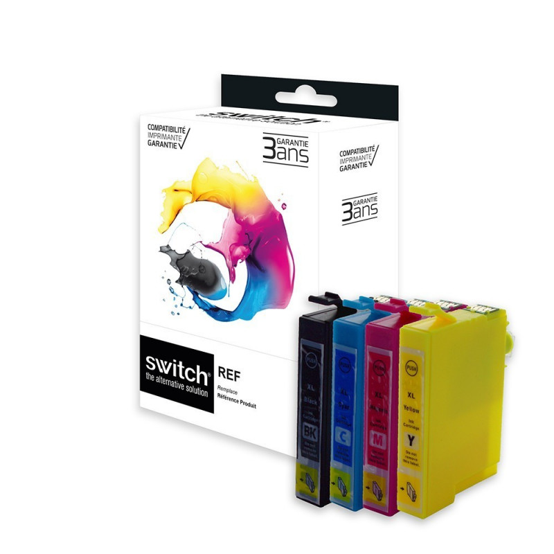 SWITCH Epson E2996 Pack x 4 compatible avec C13T29964012 - Noir Cyan  Magenta Jaune