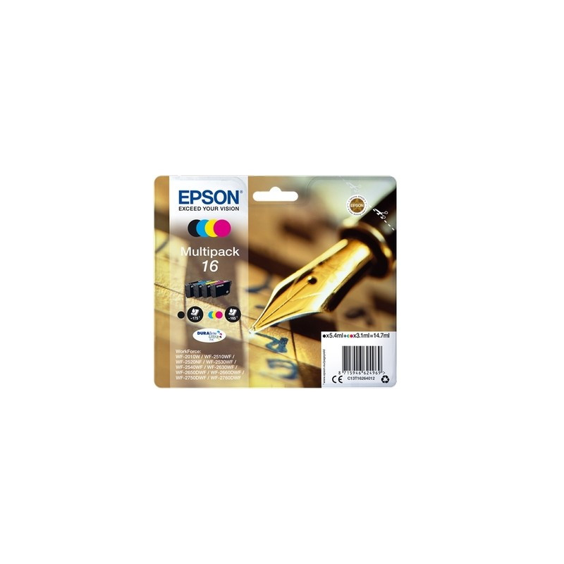 Epson KT1626 Pack x 4 original C13T16264012 - Noir Cyan Magenta Jaune