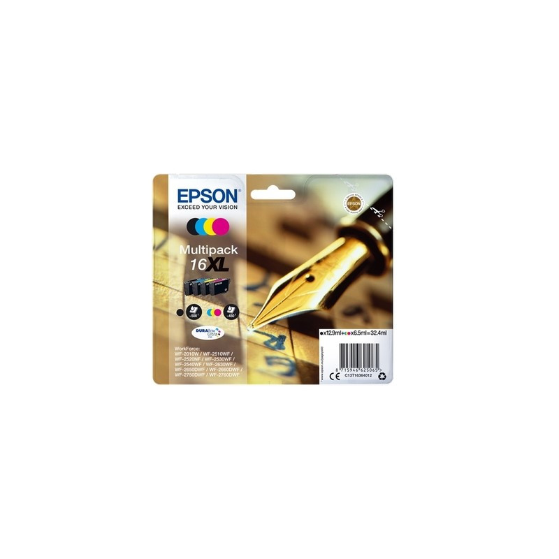 Epson E1636 Pack x 4 original C13T16364012 - Noir Cyan Magenta Jaune