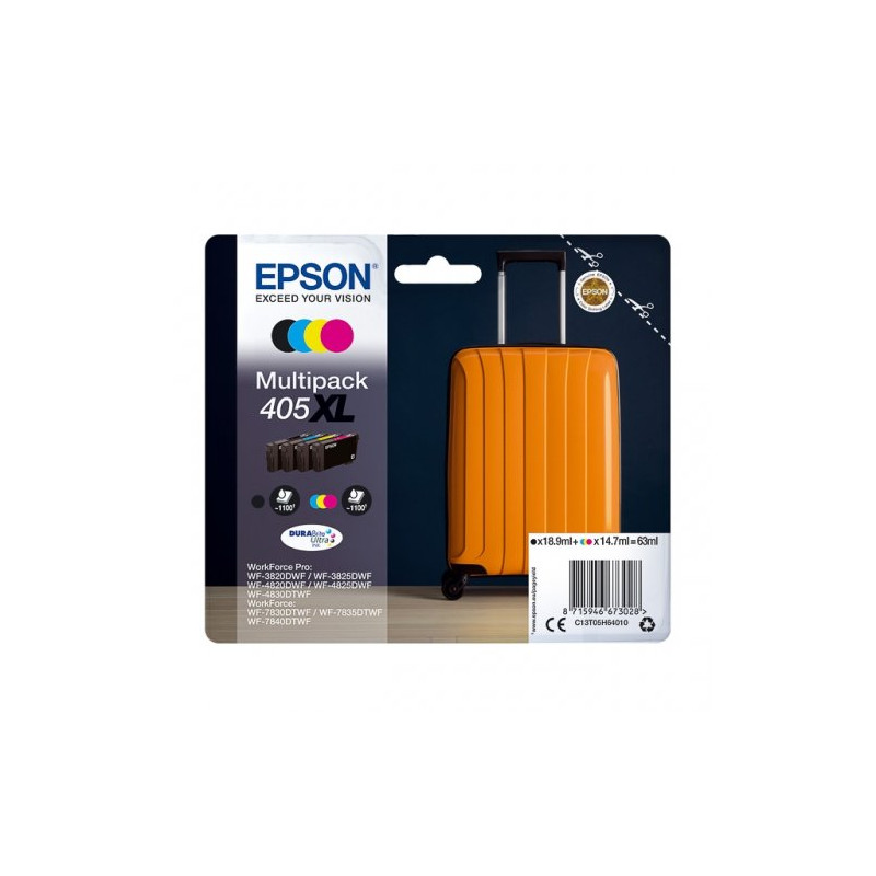 Epson E405XLB/CL Pack x 4 original C13T05H64010 - Noir Cyan Magenta Jaune