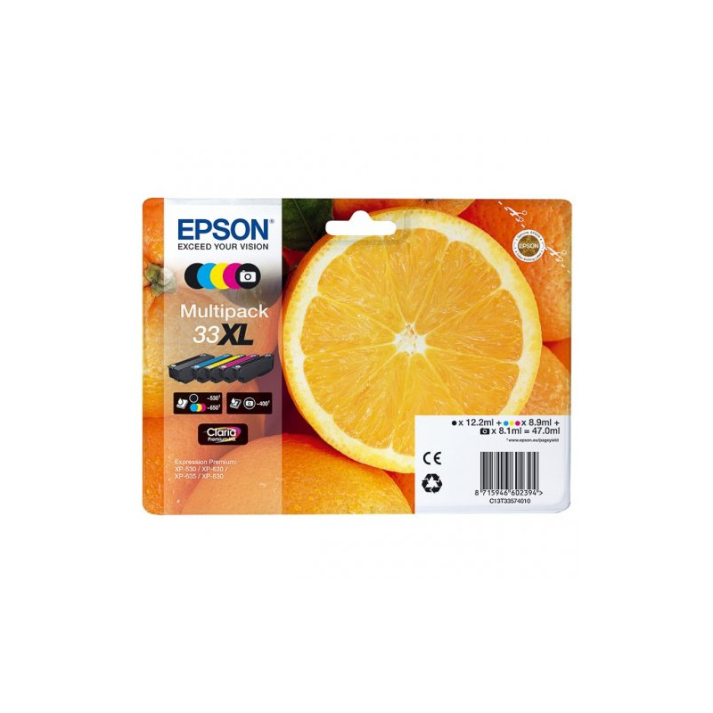 Epson KT3357 Pack x 5 original C13T33574011 - Noir Cyan Magenta Jaune