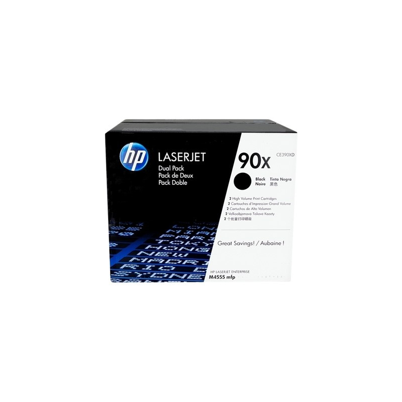 Hp 09X - Pack x 2 Toner authentique CE390XD, 90X - Black